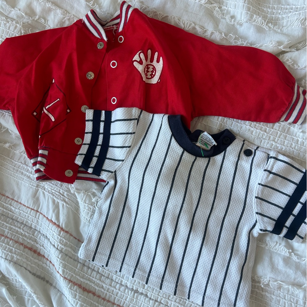 3/15 Vintage baseball Themed Shirt+Jacket